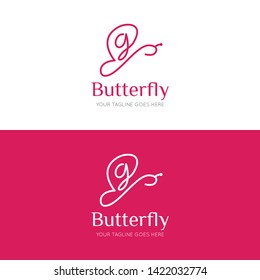 initial letter g butterfly logo and icon vector illustration design template