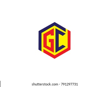 Initial letter G and C Hexagonal design Logo Vector Graphic Branding Letter Element.