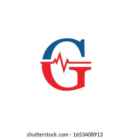 letra inicial g vector del logotipo cardiograma