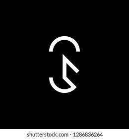 Initial letter G CG GC minimalist art logo, white color on black background.