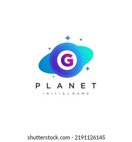 Initial Letter G Circle with Orbit for Planet vector