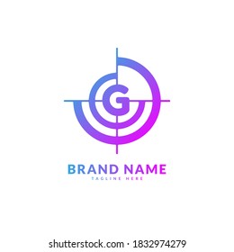 Letra inicial G con el logotipo de objetivo de círculo. Vector de logotipo creativo y elegante, adaptado para empresas y empresas

