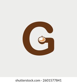 Initial Letter G Coffee Cup logo design. Coffee Shop design concept alphabet font. Vector Illustration.