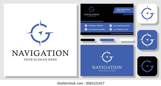 Initial Letter G Compass Adventure Navigation Map Logo Design mit Visitenkartenvorlage