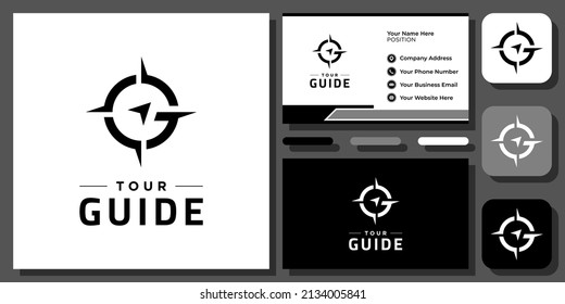 Initial Letter G Compass Travel Adventure Outdoor Navigation Vector Logo Design with Business Card