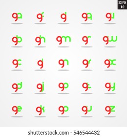 Initial letter G compilation from A to Z lowercase logo design template colorful