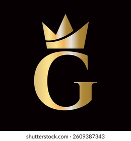 Initial Letter G Crown Logo Concept For Fashion and Beauty Symbol Vector Template
