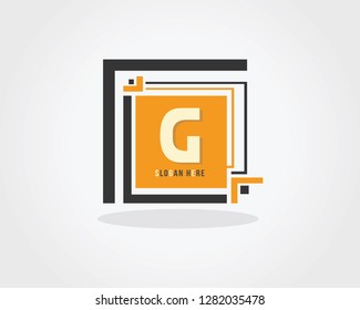 Initial Letter G Design Logo Vector With Box