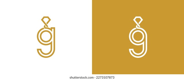 símbolo del símbolo del signo del concepto del logotipo del diamante de la letra inicial G Elemento de diseño. Joyería, Logotipo Joyero. Plantilla de ilustración de vector