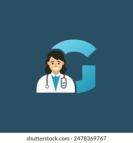 Initial Letter G Doctor icon Logo Design Vector Graphic Emblem Illustration. 