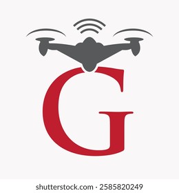 Initial Letter G Drone Logo Design Concept For Agriculture Irrigation Sigh Vector And Template