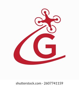 Initial Letter G Drone Logo Design Concept For Agriculture Irrigation Sign Vector And Template