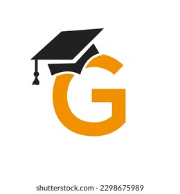 Diseño del logotipo educativo de la letra inicial G Combinado con plantilla vectorial del icono del sombrero de graduación