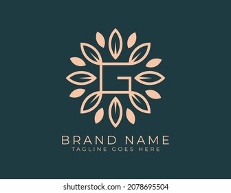 initial Letter G elegant Leaf Flower Logo icon Vector Design Template