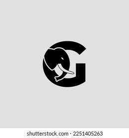 Initial letter G with Elephant Abstract Vector Logo. Modern Elephant G Letter Alphabet Logo Design Template.