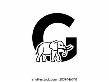 Initial letter G with elephant shape line art design