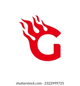 Initial Letter G Fire Flame Logo Design Vector