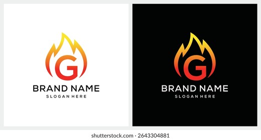 Initial letter G fire flame logo design vector template  
