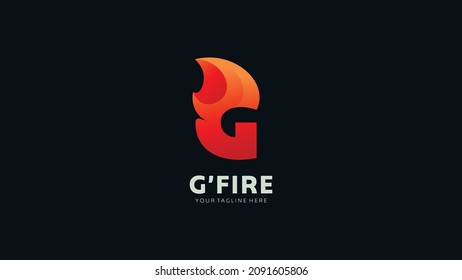 Initial letter G flame fire logo design
