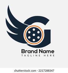 Logo De La Letra Inicial G Flim. Logo de Flim, película, pluma, ala, modelo de diseño del logotipo de Reel Plantilla de diseño