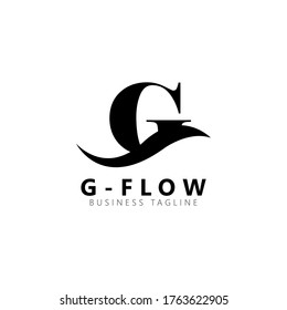 Initial letter G flow logo vector design template. Black letter isolated on white background. Can be used for company logo or symbol