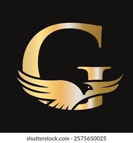 Initial Letter G Flying Eagle Logo Concept For Speed Icon and Transportation Symbol Vector Sign