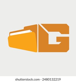 Initial Letter G Folder Logo. Vector Illustration.