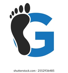 Initial Letter G Foot Logo Design Concept For Step Symbol Vector Sign