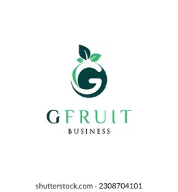 Plantilla de diseño del logotipo del icono de fruta de la letra inicial G