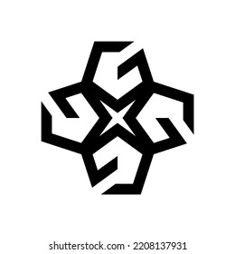 Letra inicial G, G4 o plantilla de logotipo 4G con símbolo geométrico más o cruzado en un símbolo de diseño plano monograma