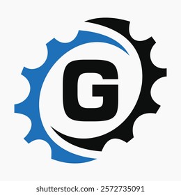 Initial Letter G Gear Logo Design Template. Automotive Gear Logo for Business and Industrial Identity