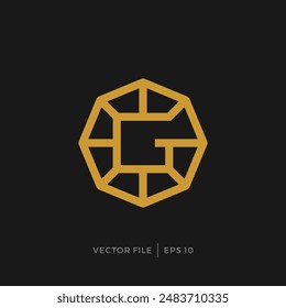 initial letter G gem emerald logo