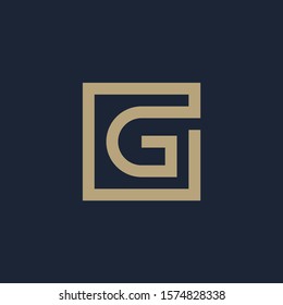 initial letter G geometric with square frame line art. Suitable for business consulting, studio, room, group, decoration, building, concept design. - vector