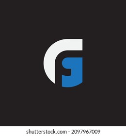 Letra inicial G o diseño del logotipo del monograma espacial negativo de GF.