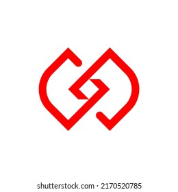 Initial letter G or GG logo template with modern geometric leaf line art illustration in flat design monogram symbol