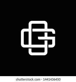 Initial letter G and G, GG, overlapping interlock monogram logo, white color on black background