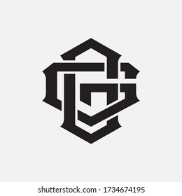 Letra inicial G o GG superpuesta, interbloqueo, logotipo de monograma, color negro sobre fondo blanco