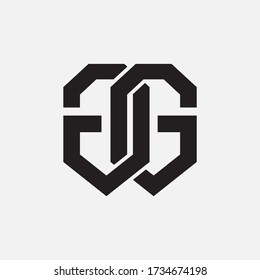 Initial letter G or GG overlapping, interlock, monogram logo, black color on white background
