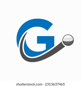 Initial Letter G Golf Logo Design. Initial Hockey Sport Academy Sign, Club Symbol