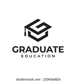 initial letter G  for graduate education logo element with cap symbol icon. Online education logo design template