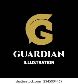 Initial Letter G for Greek Guardian Gladiator Sparta Roman Soldier Icon Symbol Illustration Vector