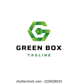 Letra inicial G Caja verde Diseños Vector de concepto