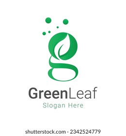 initial letter g with green leaf logo design green leaf logotype