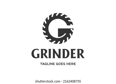 Initial Letter G Grinder for Woodworking Carpentry Logo Design Vector