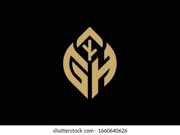 Anfangsbuchstaben G und H mit abstraktem Logo-Zeichen