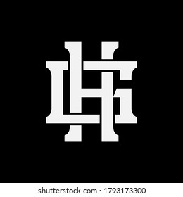 Anfangsbuchstaben G, H, GH oder HG, überlappend, Verriegelung, Monogramm-Logo, weiße Farbe auf schwarzem Hintergrund
