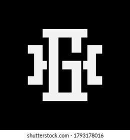 Anfangsbuchstaben G, H, GH oder HG, überlappend, Verriegelung, Monogramm-Logo, weiße Farbe auf schwarzem Hintergrund