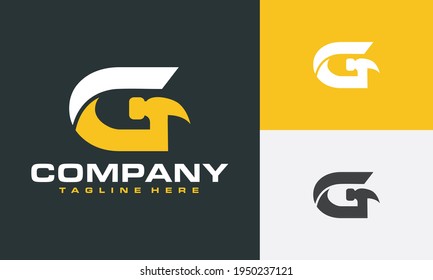 initial letter G hammer logo	