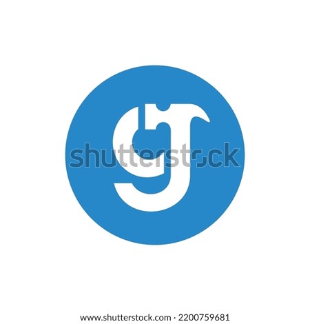 Initial letter g hammer logo template, alphabet g hammer tool logo icon, vector illustration
