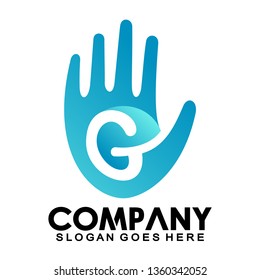 Initial letter G hand, five finger logo. G logo. symbols, icons, alphabet sign - Vector